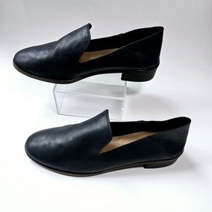 Lucky Brand Cahill Flats Loafer Shoes Black Leather Mules Boho Women's Size 8.5
